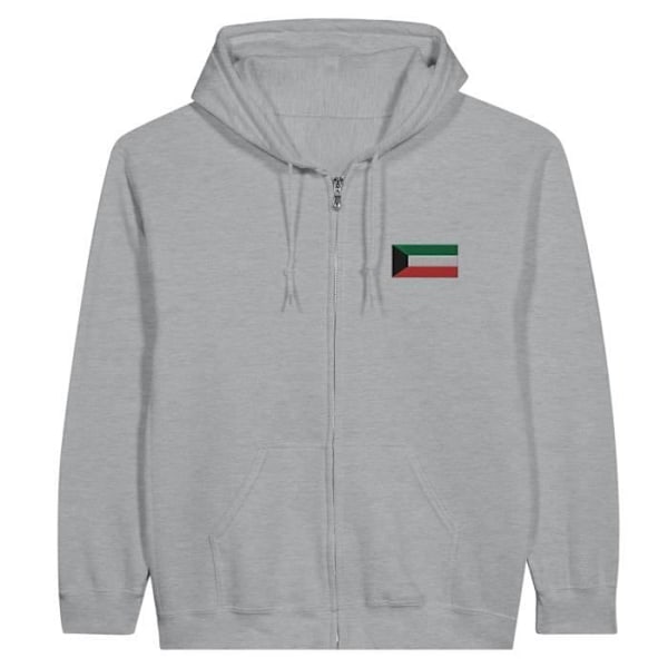 Kuwait Flag Brodery Zip Hoodie i grått Grå M