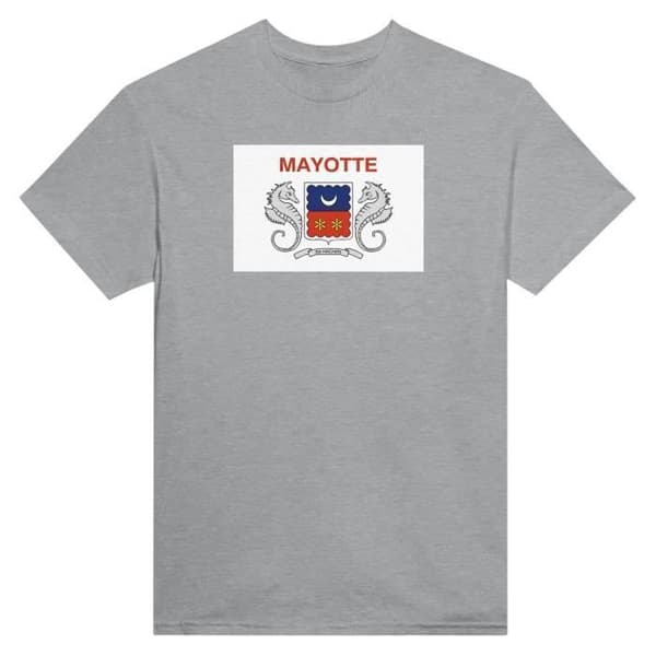 T-shirt - PIXELFORMA - Mayotte Flag - Grå - 100% bomuld - Korte ærmer Grå jag