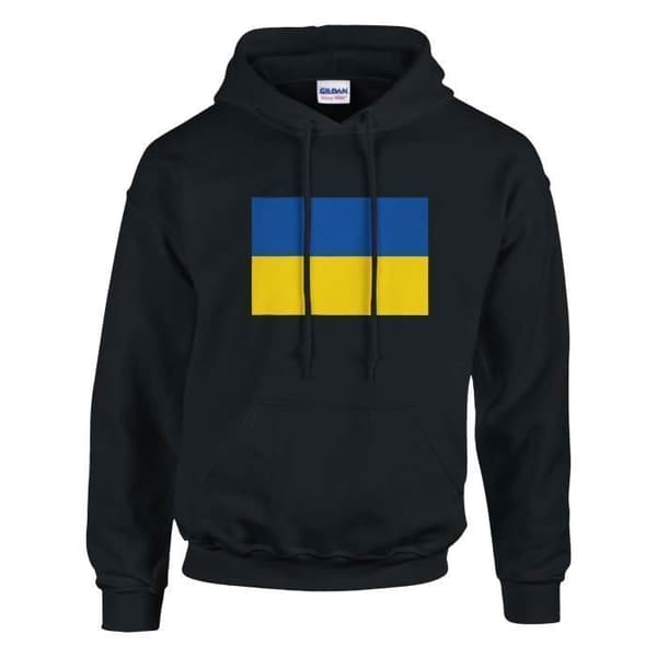 Huvtröja - PIXELFORMA - Ukrainas flagga - Svart - Miljöansvarig - Bomull/Polyester Svart M