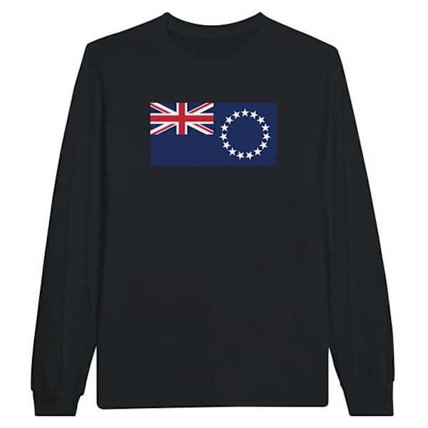 Cook Islands Flag Langærmet T-shirt i sort Svart jag