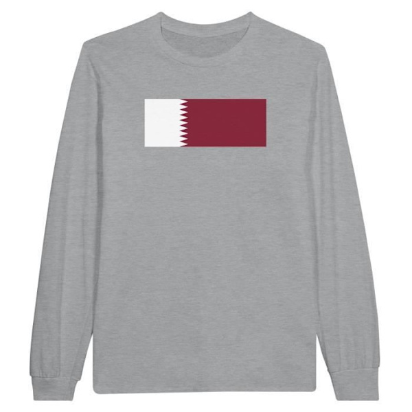 Långärmad T-shirt - PIXELFORMA - Qatarflagga - Grå - 100% bomull - Regular passform Grå XXL