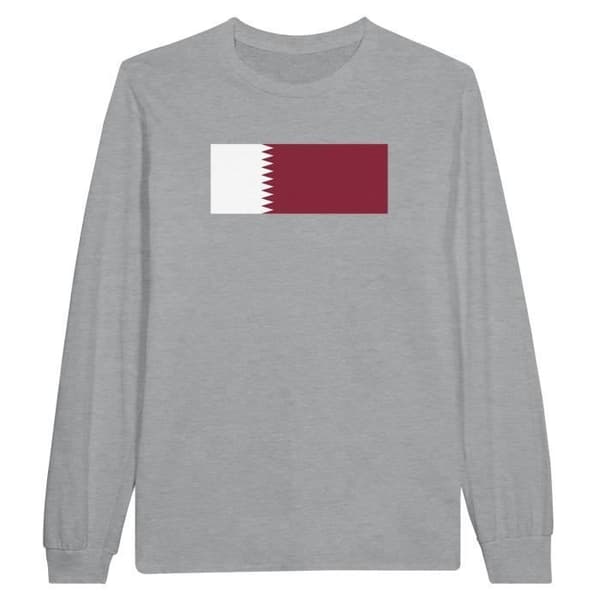Langærmet T-shirt - PIXELFORMA - Qatar Flag - Grå - 100% bomuld - Regular fit Grå XXL