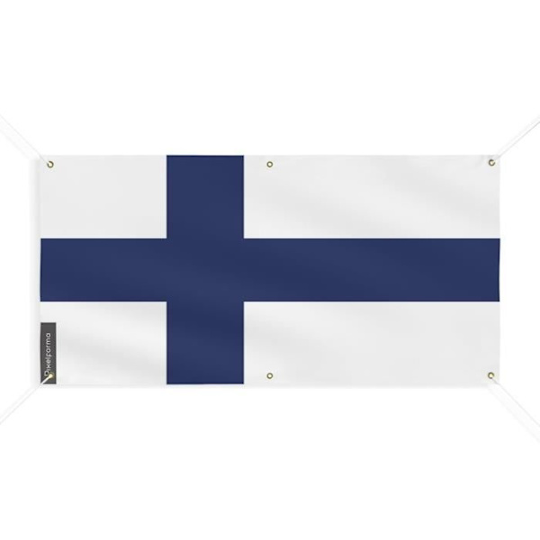 Suomen lippu 6 silmukkaa 70x140cm polyesteriä
