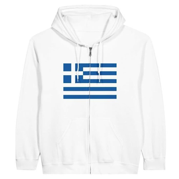 Greece Flag Zip Hoodie i Vit Vit XL