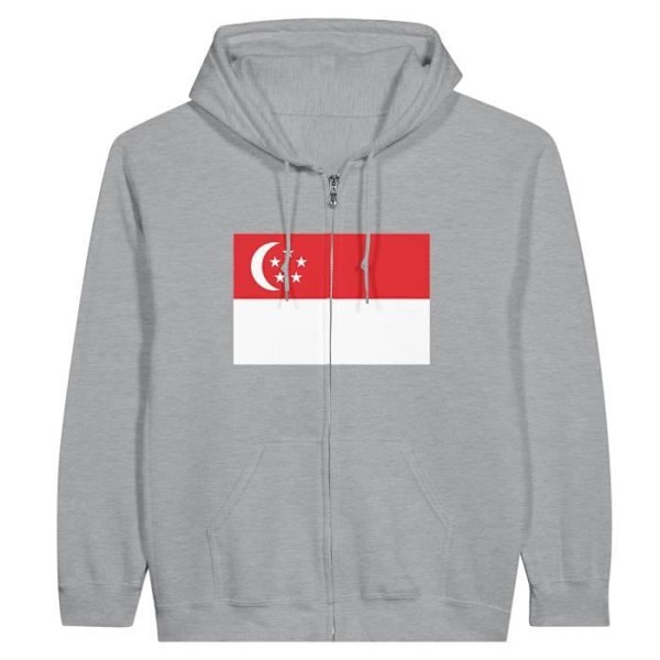 Singapore Flag vetoketjuhuppari harmaa Grå XXXL