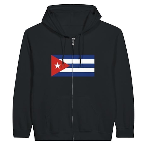 Cuba Flag Hættetrøje med lynlås i sort Svart XXL