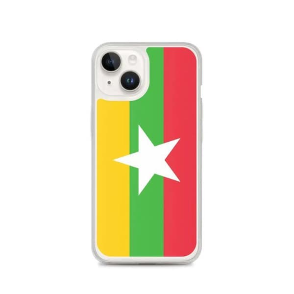 Coque - PIXELFORMA - iPhone 14 - Flag af Myanmar - Fuld beskyttelse - Fleksibel Burmas flagga