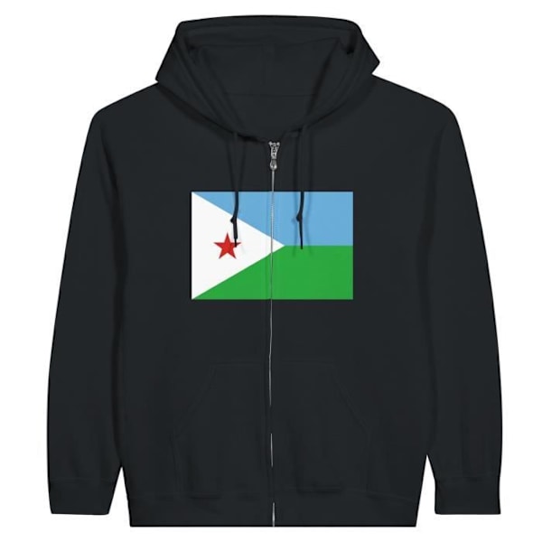 Djibouti Flag Zip Hoodie i Svart Svart M