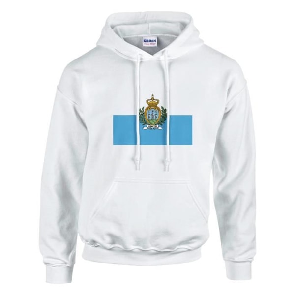 San Marino Flag Hoodie i Vit Vit S