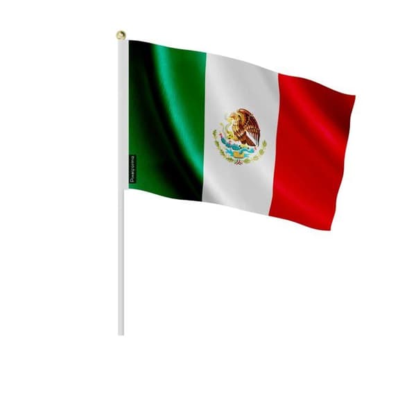Flag - Mexico - Mini - 14 x 21 cm - Polyester - Let og robust Flerfärgad