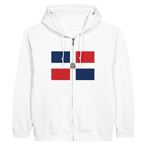 Dominikanska Republikens flagga Hoodie med dragkedja i Vit Vit M