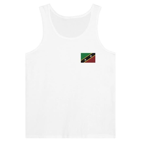 Tanktop Flag af Saint Kitts og Nevis broderi i hvid Vit XXL