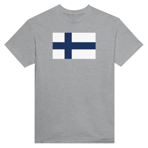 T-shirt - PIXELFORMA - Finlands flagga - 100% bomull - Grå - Kort ärm Grå M