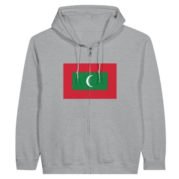 Maldiverna flagga Hoodie med dragkedja i grått Grå XXL