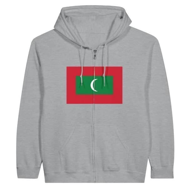 Sweatshirt med hætte - PIXELFORMA - Maldivernes flag - Grå - Langeærmer - Unisex Grå XXL