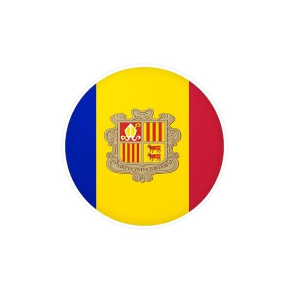 Pyöreä tarra Andorran lippu 10 cm 1000 kappaletta