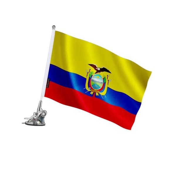 Flag - Ecuador - 27 x 35 cm - Suction Cup Pole - Polyester - Double-sided Print Flerfärgad