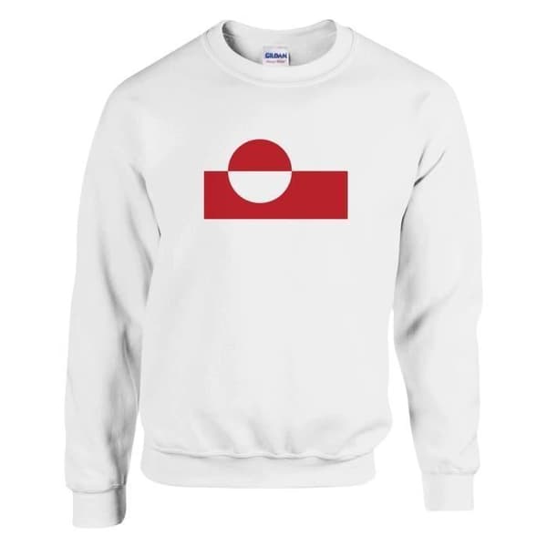 Sweatshirt - PIXELFORMA - Grönlands flagga - Långa ärmar - Bomull-polyester - Vit Vit XL
