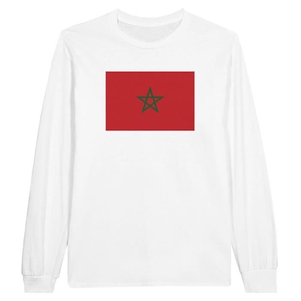 Morocco Flag langærmet T-shirt i hvid Vit XXL