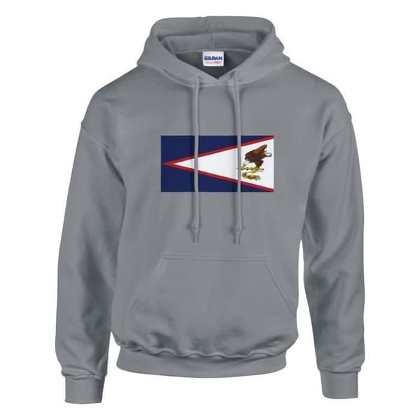 Sweatshirt med hætte - PIXELFORMA - Amerikanske Samoa flag - Grå - Lange ærmer - Hættecollar Grå jag