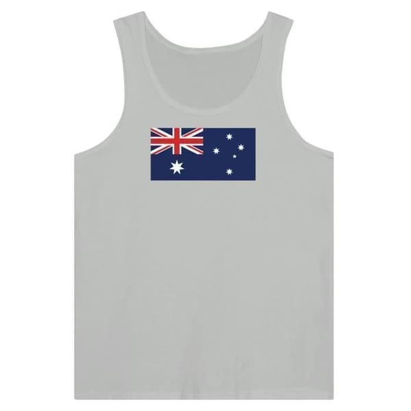 Topp - Australiens flagga - Grå - 100% bomull - Slimmad passform - Unisex Grå jag