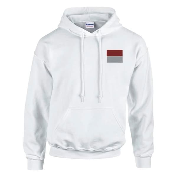 Hættetrøje - PIXELFORMA - Monaco Flag - Hvid - Lange ærmer - Hættekrave Vit S
