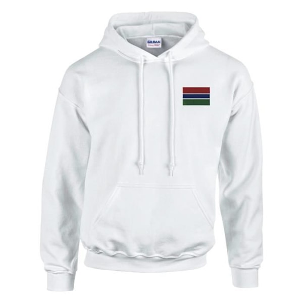 Gambia Flag Broderi Hoodie i Vit Vit jag