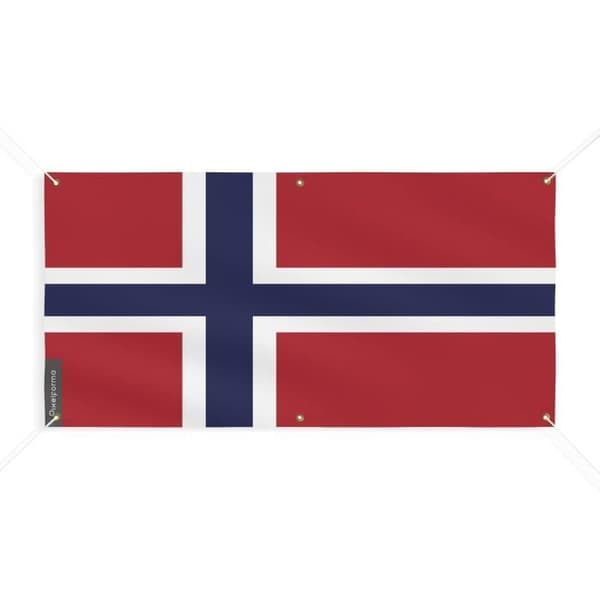Bannér Flag - PIXELFORMA - Svalbard og Jan Mayen - 6 Øjne - Holdbart polyester - Blå