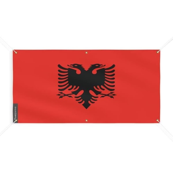 Banner Flag of Albania 6 Øjer 190x380cm i polyester