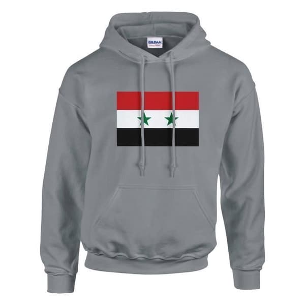 Hætte sweatshirt - PIXELFORMA - Syriens flag - Grå - Lange ærmer - Hættekrave Grå XL