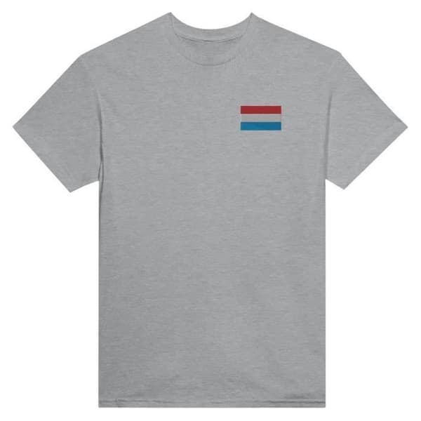 T-shirt - PIXELFORMA - Luxembourgs flag - 100% bomuld - Broderi - Klassisk pasform Grå S