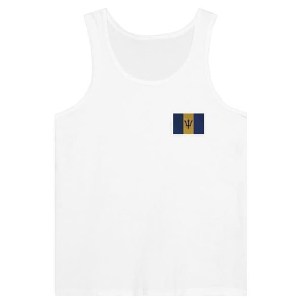 Barbados Flag Embroidery Linne i Vit Vit S