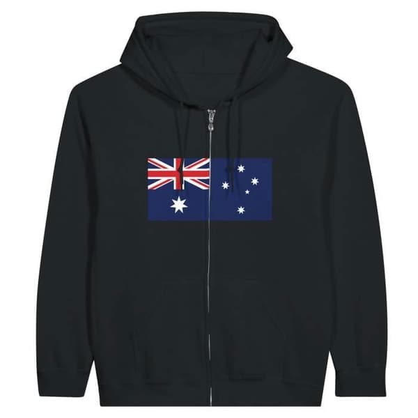 Hættetrøje - PIXELFORMA - Australiens flag - Sort - Polyester-Bomuld - Lynlås Svart XXL