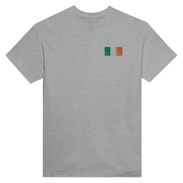 T-shirt - PIXELFORMA - Irlands Flag - Broderi - 100% bomuld - Klassisk pasform Grå M