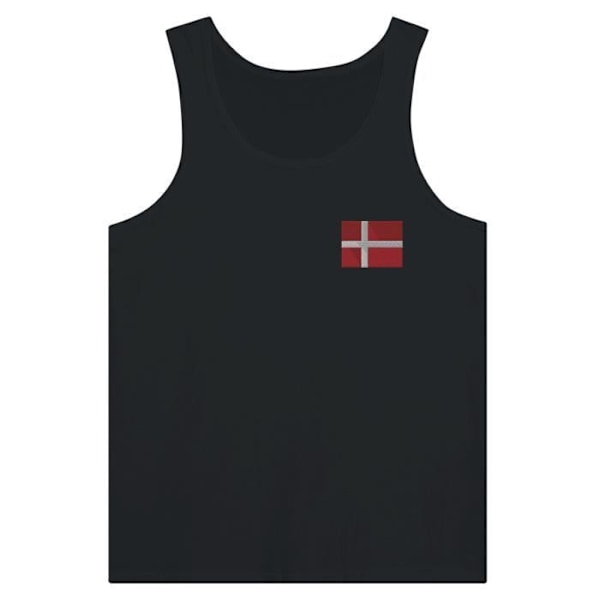 Danmark Flag Broderi Tank Top i Sort Svart S