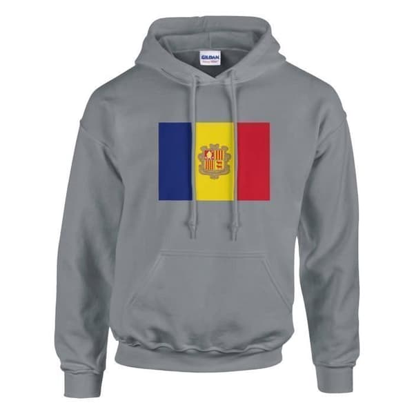 Huppari - PIXELFORMA - Andorran lippu - Harmaa - Unisex - Puuvilla/Polyesteri Grå M