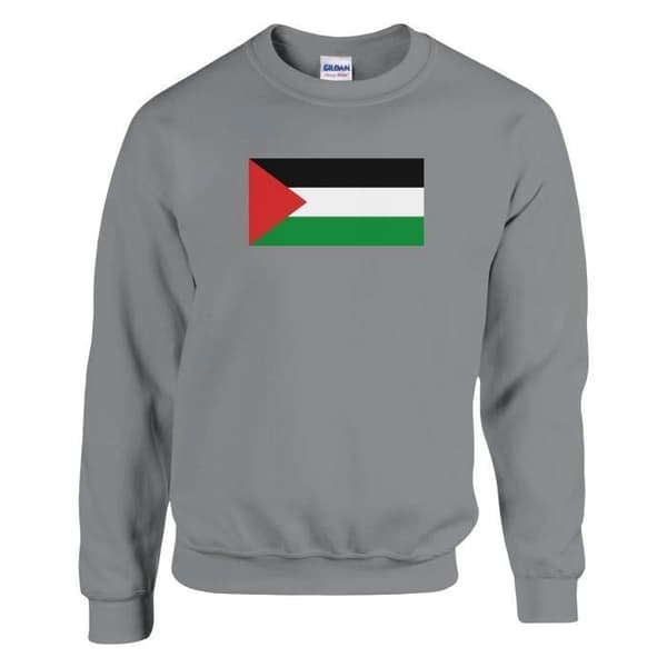 Sweatshirt - PIXELFORMA - Palæstinas flag - Grå - Lange ærmer - Unisex Grå jag