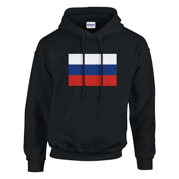 Russia Flag Hoodie i svart Svart S