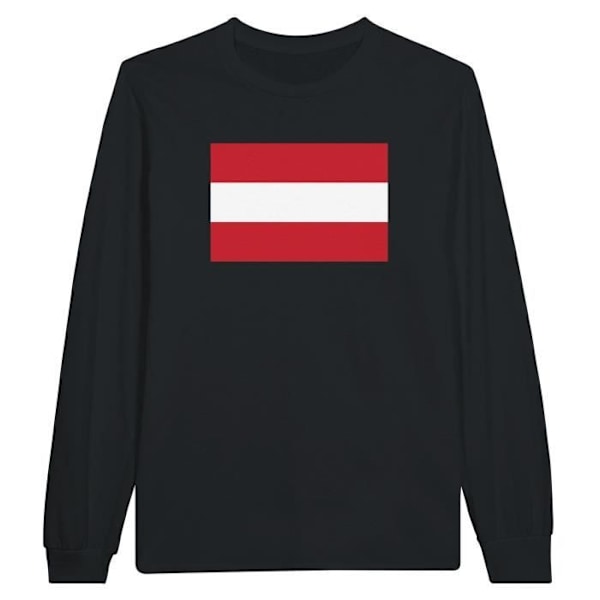 Østrig Flag Langærmet T-Shirt i Sort Svart XXL