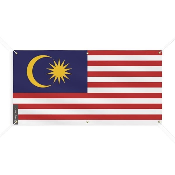 Malaysia Flag Banner 6 Øjer 50x100cm i Polyester