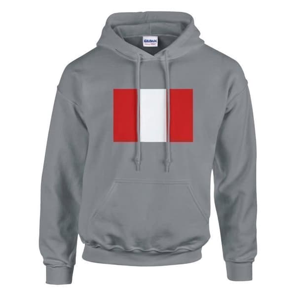 Hættetrøje - PIXELFORMA - Flag of Peru - Grå - Lange ærmer - Hættekrave Grå XL