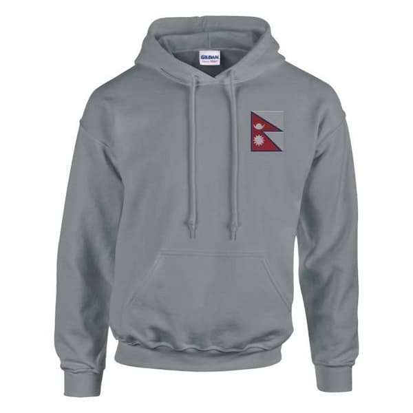 Sweatshirt med hætte - PIXELFORMA - Nepals flag - Grå - Lange ærmer - Hættekolle Grå jag