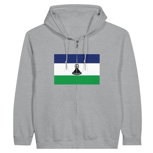 PIXELFORMA Hættetrøje med lynlås - Lesotho Flag - Grå Grå XXL