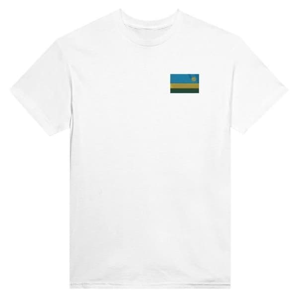 T-shirt - PIXELFORMA - Rwandas flagga - Vit broderi - 100% bomull - Klassisk passform Vit XL