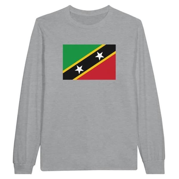 Saint Kitts och Nevis flagga långärmad T-shirt i grått Grå M