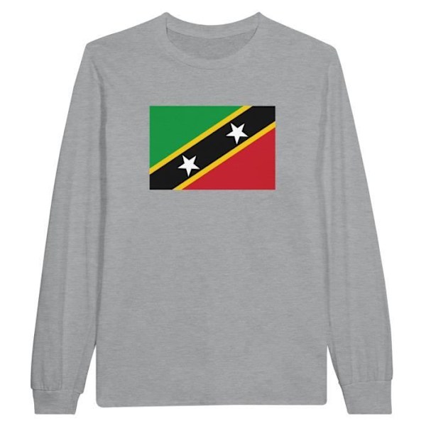 Saint Kitts og Nevis Flag langærmet T-shirt i grå Grå XXXL