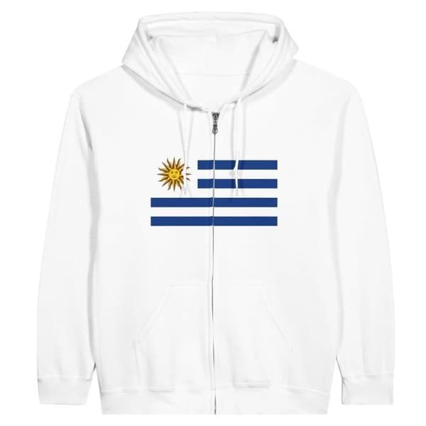 Huvtröja - PIXELFORMA - Uruguayflagga - Vit - Polyester-Bomull - Optimal komfort Vit XL