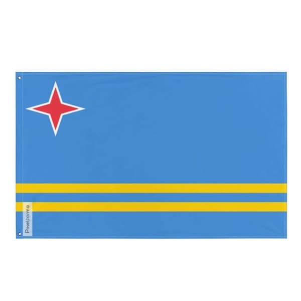 Flag - Aruba - 64 x 96 cm - Polyester - Print front/back - Eyelets in iron Flerfärgad