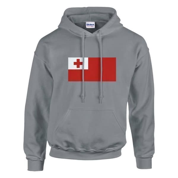 Hættetrøje - PIXELFORMA - Flag of Tonga - Grå - Lange ærmer - Hættekrave Grå M