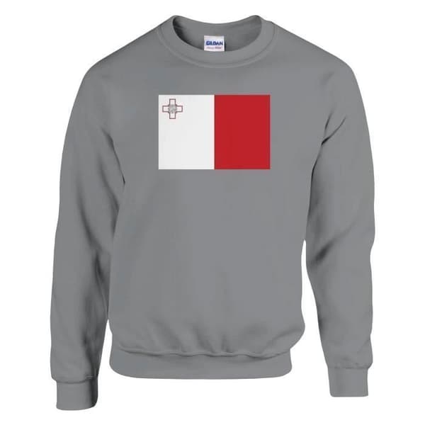 Sweatshirt - PIXELFORMA - Maltesisk flag - Grå - Lange ærmer - Unisex Grå XXL